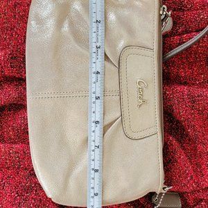 COACH Metallic MicroSuede Clutch w/ Wrist Strap